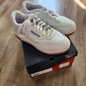 Reebok White Sneakers with Tan Sole
